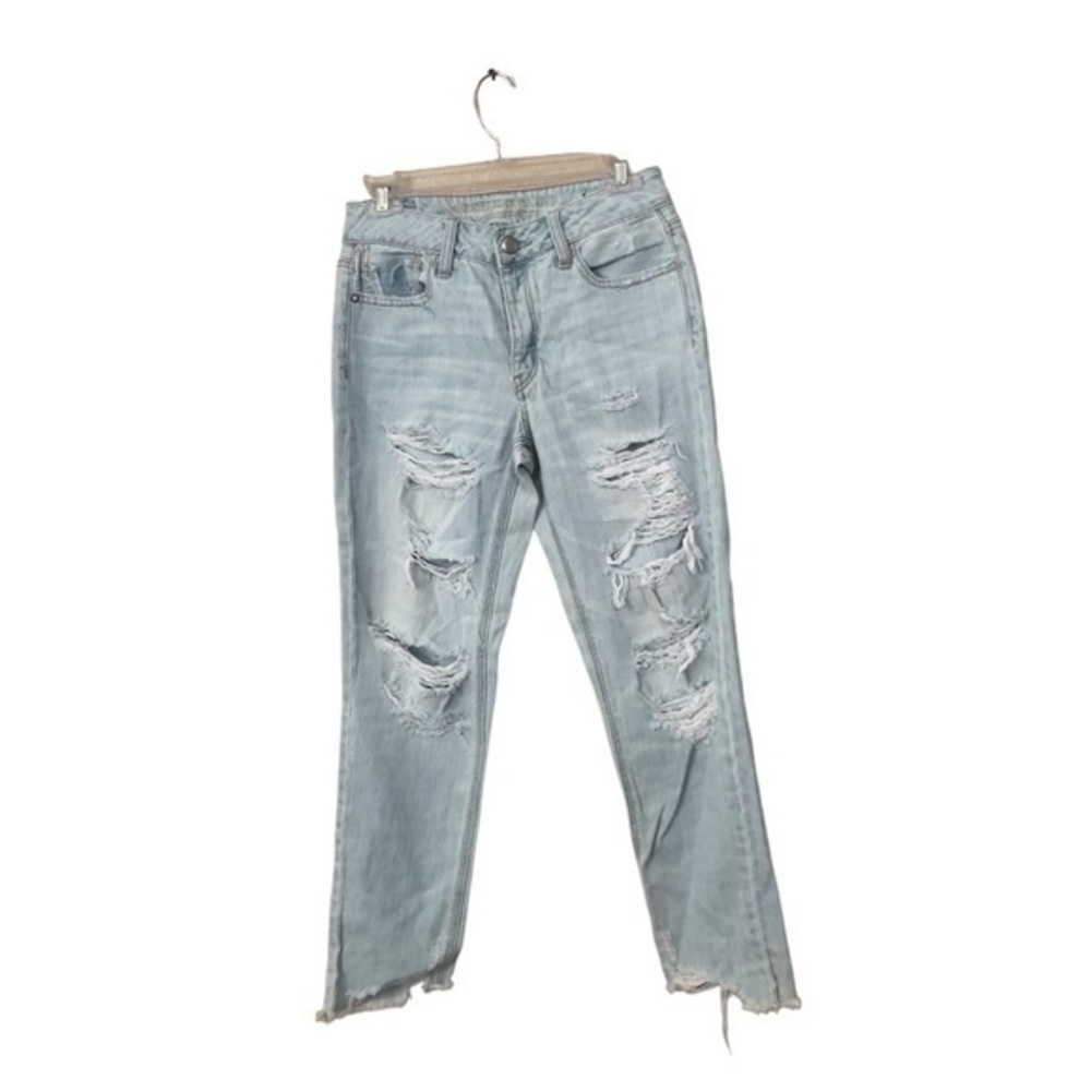 American Eagle TomGirl Super Distressed Light Blue Jeans Size 0